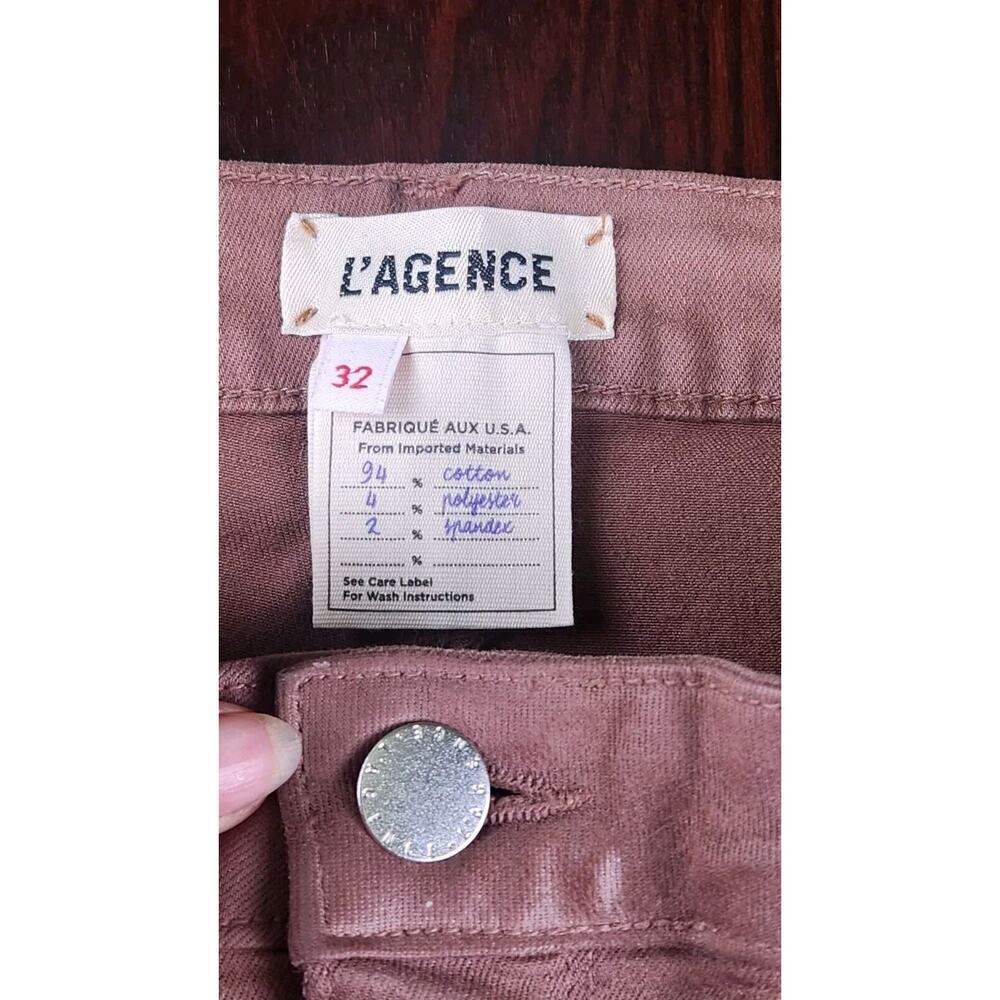 L'Agence Womens High Rise Coated Margot Skinny Jeans Brown Size 32 - Picture 7 of 11